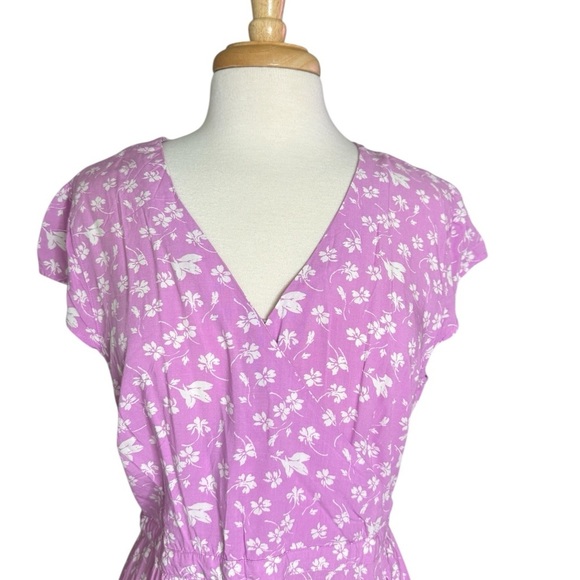 J.CREW Womens Pink Floral Short Sleeve V-Neck Wrap Dress with Ruffle Size 14 - Picture 2 of 9